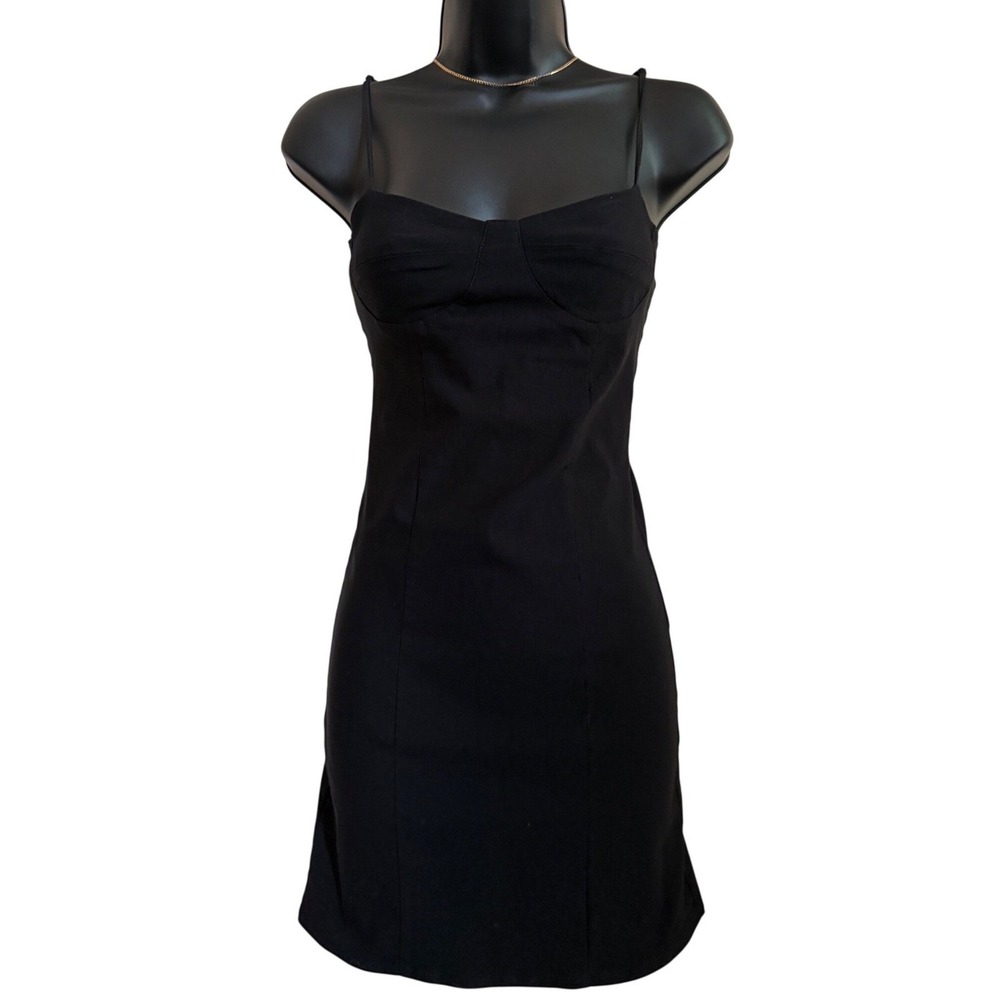 90s aesthetic Garage Black Sweetheart Neckline Spaghetti Strap Mini Dress